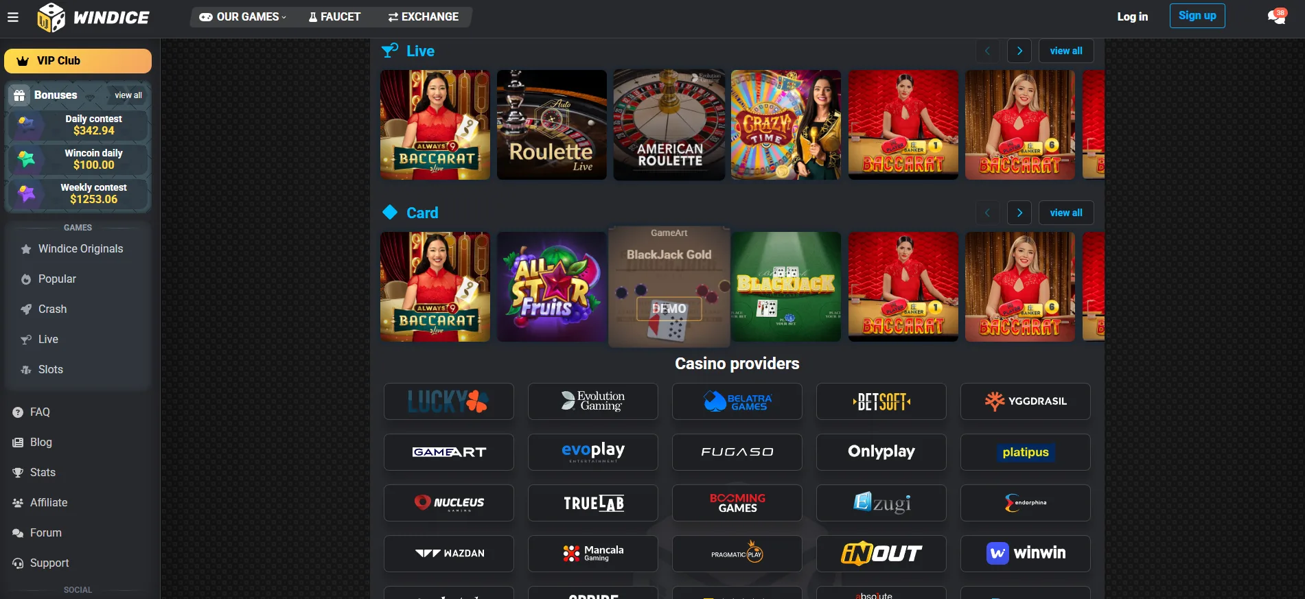 WinDice casino en direct