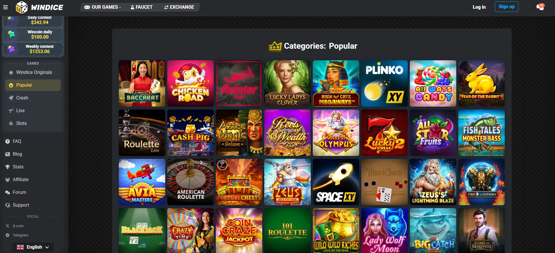 WinDice jeux populaires